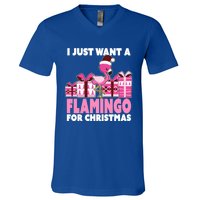 I Just Want A Flamingo For Christmas Flamingo Christmas Cute Gift V-Neck T-Shirt