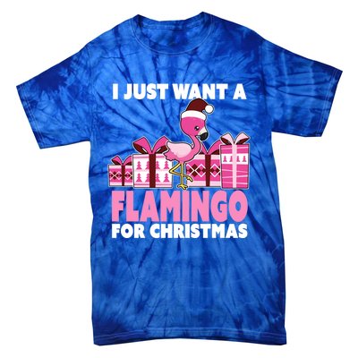 I Just Want A Flamingo For Christmas Flamingo Christmas Cute Gift Tie-Dye T-Shirt