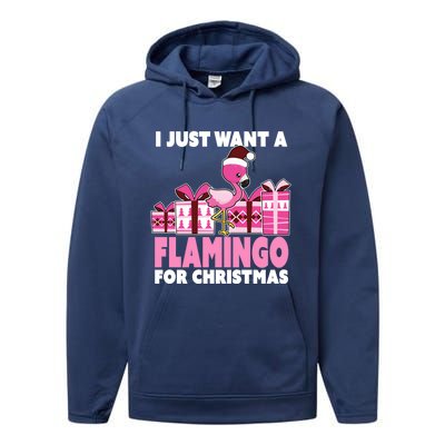 I Just Want A Flamingo For Christmas Flamingo Christmas Cute Gift Performance Fleece Hoodie