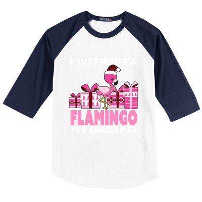 I Just Want A Flamingo For Christmas Flamingo Christmas Cute Gift Baseball Sleeve Shirt