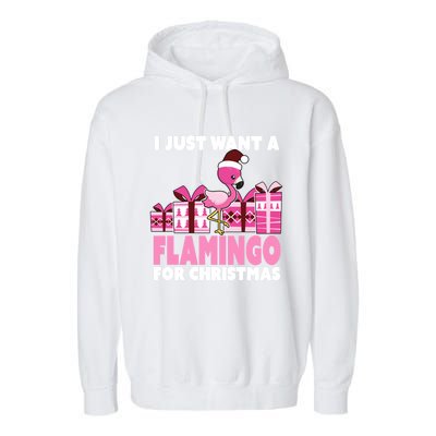 I Just Want A Flamingo For Christmas Flamingo Christmas Cute Gift Garment-Dyed Fleece Hoodie