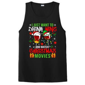 I Just Want To Wine And Watch Xmas Movies Santa Wines Funny Gift PosiCharge Competitor Tank