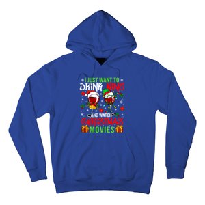 I Just Want To Wine And Watch Xmas Movies Santa Wines Funny Gift Hoodie