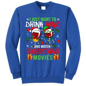 I Just Want To Wine And Watch Xmas Movies Santa Wines Funny Gift Sweatshirt