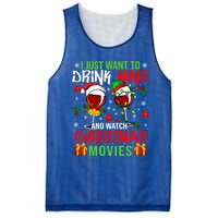 I Just Want To Wine And Watch Xmas Movies Santa Wines Funny Gift Mesh Reversible Basketball Jersey Tank