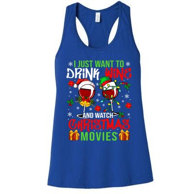 I Just Want To Wine And Watch Xmas Movies Santa Wines Funny Gift Women's Racerback Tank