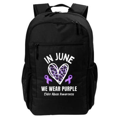 In June We Wear Purple Elder Abuse Awareness Leopard Heart Daily Commute Backpack