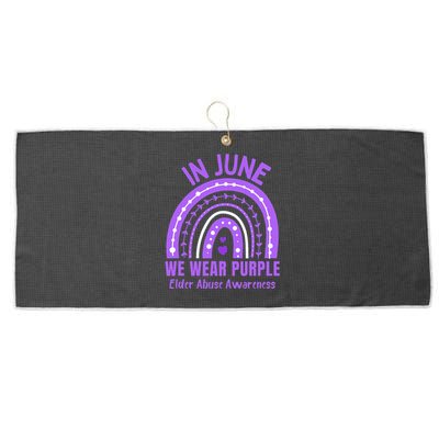 In June We Wear Purple Elder Abuse Awareness Month Rainbow Large Microfiber Waffle Golf Towel