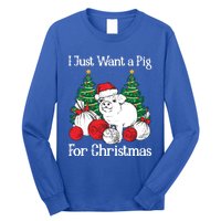 I Just Want A Pig For Christmas Holiday Tree Piglet Cute Cute Gift Long Sleeve Shirt