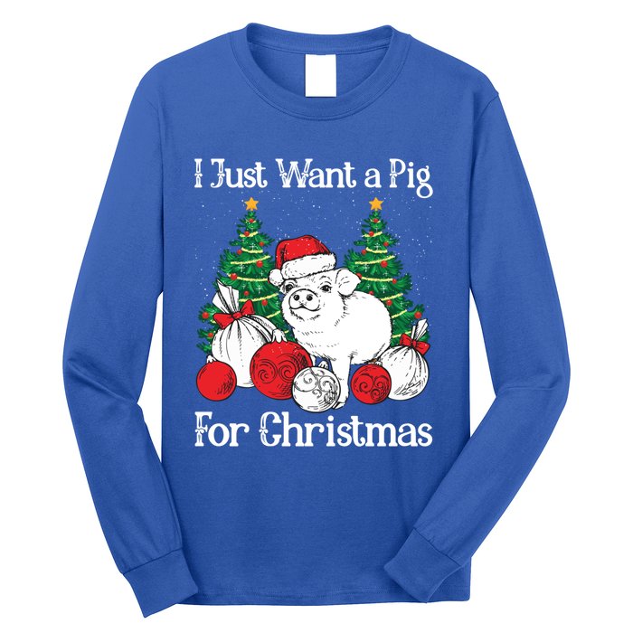 I Just Want A Pig For Christmas Holiday Tree Piglet Cute Cute Gift Long Sleeve Shirt