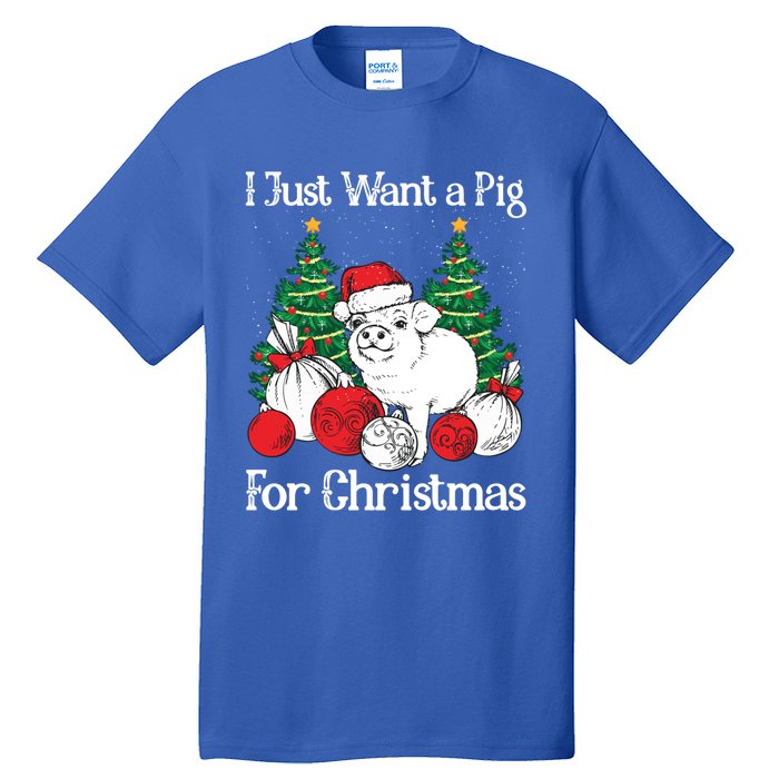 I Just Want A Pig For Christmas Holiday Tree Piglet Cute Cute Gift Tall T-Shirt