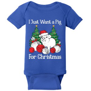 I Just Want A Pig For Christmas Holiday Tree Piglet Cute Cute Gift Baby Bodysuit