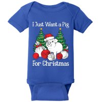 I Just Want A Pig For Christmas Holiday Tree Piglet Cute Cute Gift Baby Bodysuit