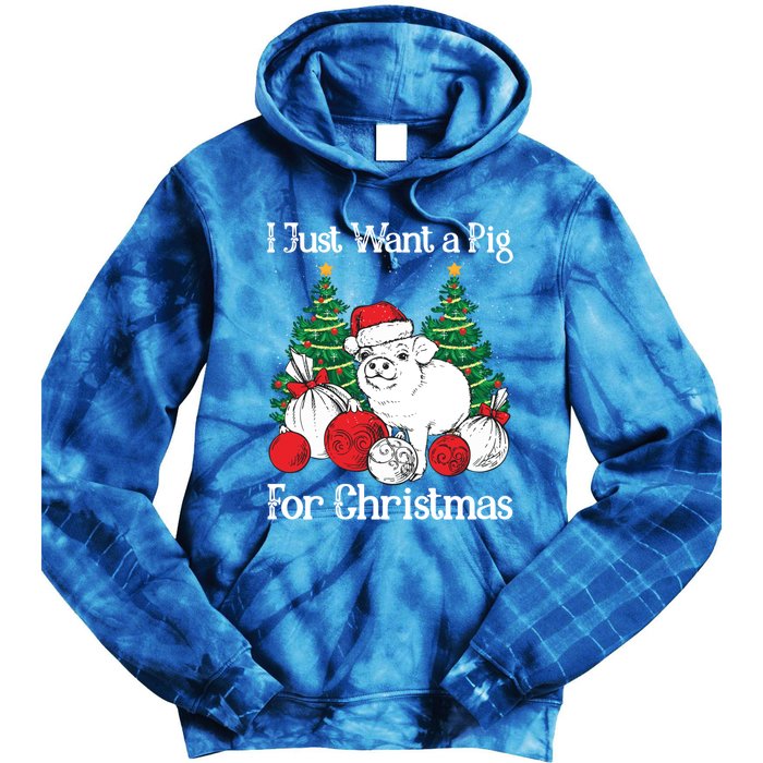 I Just Want A Pig For Christmas Holiday Tree Piglet Cute Cute Gift Tie Dye Hoodie