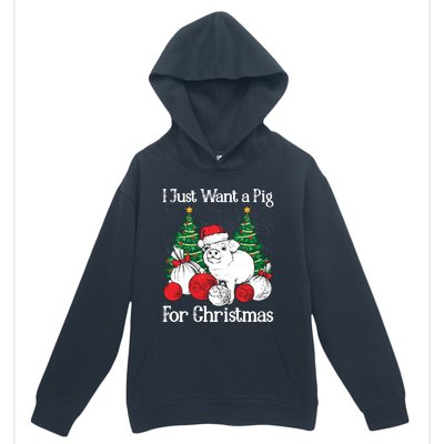 I Just Want A Pig For Christmas Holiday Tree Piglet Cute Cute Gift Urban Pullover Hoodie