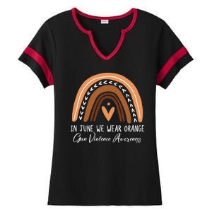 In June We Wear Orange Gun Violence Awareness Rainbow Ladies Halftime Notch Neck Tee