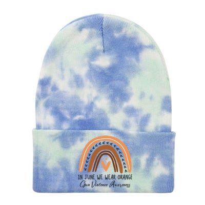 In June We Wear Orange Gun Violence Awareness Rainbow Tie Dye 12in Knit Beanie