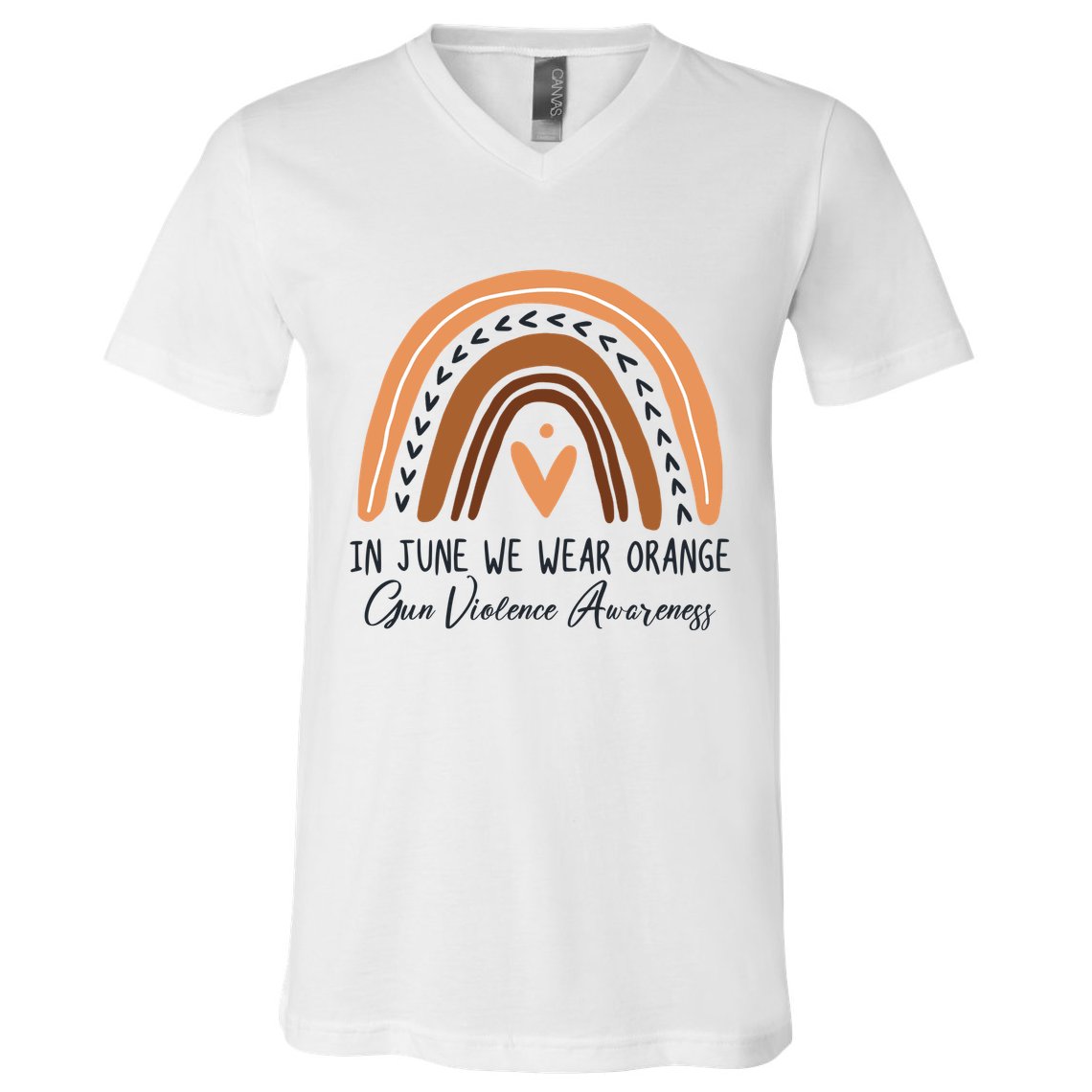 In June We Wear Orange Gun Violence Awareness Rainbow V-Neck T-Shirt