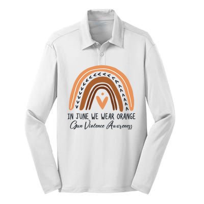 In June We Wear Orange Gun Violence Awareness Rainbow Silk Touch Performance Long Sleeve Polo