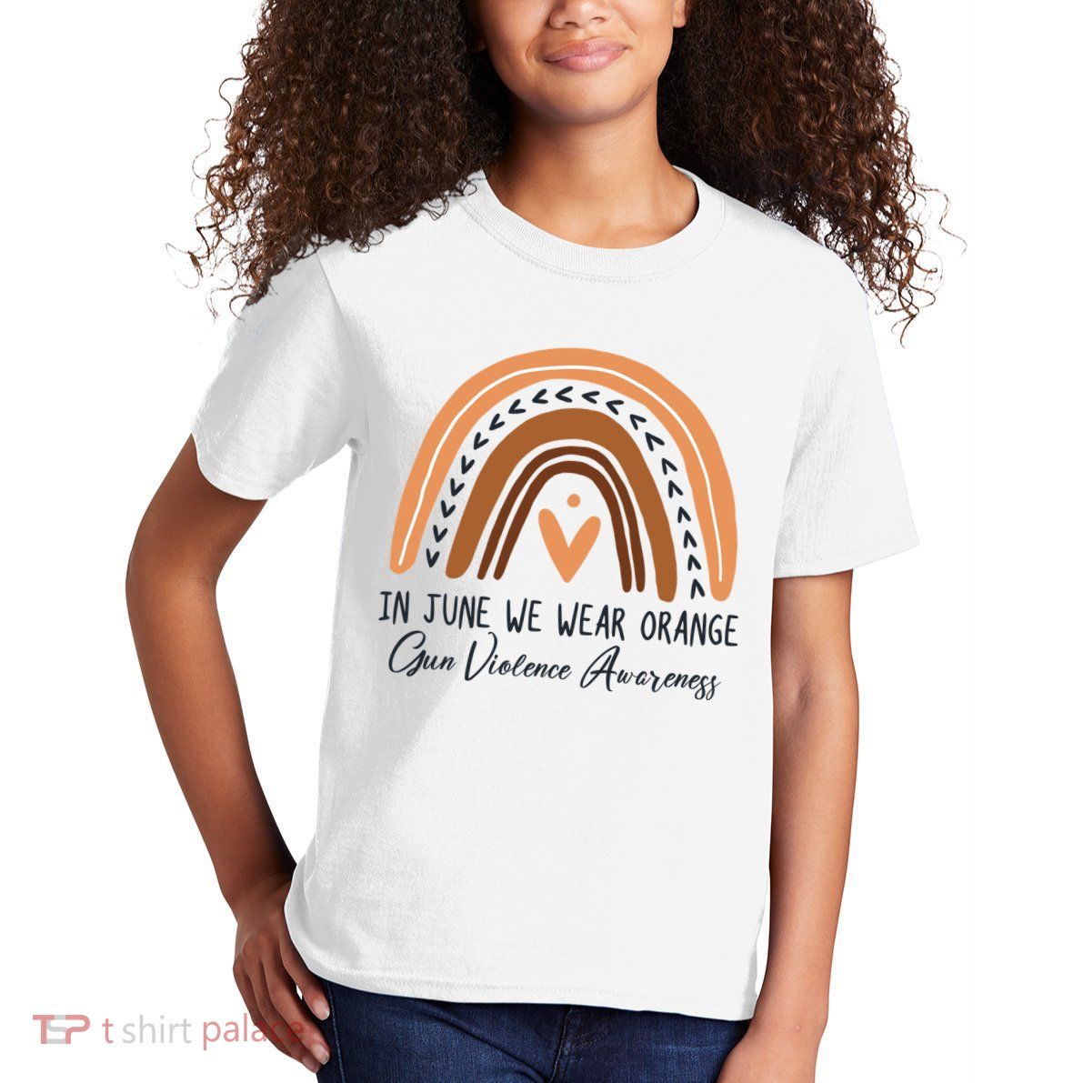 In June We Wear Orange Gun Violence Awareness Rainbow Kids T-Shirt