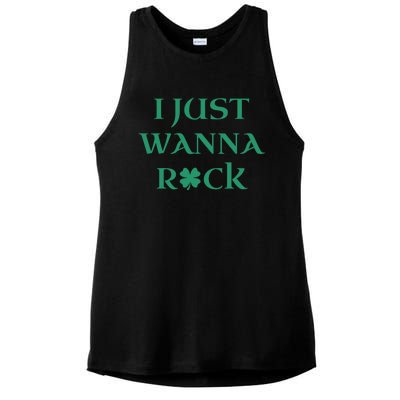 I Just Wanna Rock Shamrock Ladies PosiCharge Tri-Blend Wicking Tank