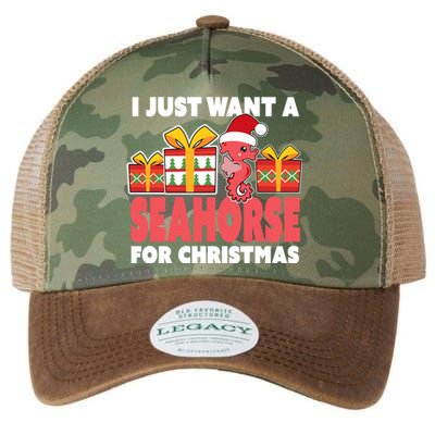 I Just Want A Seahorse For Christmas Christmas Seahorse Gift Legacy Tie Dye Trucker Hat