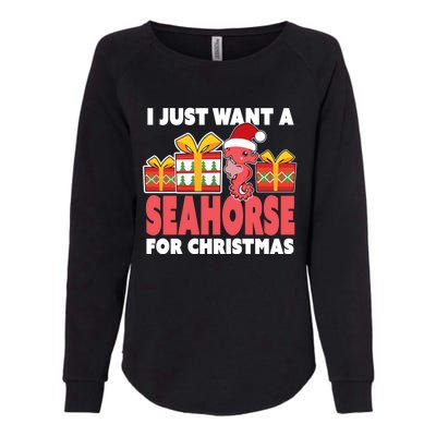 I Just Want A Seahorse For Christmas Christmas Seahorse Gift Womens California Wash Sweatshirt