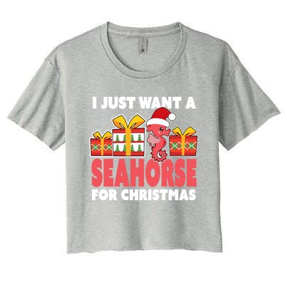 I Just Want A Seahorse For Christmas Christmas Seahorse Gift Women's Crop Top Tee