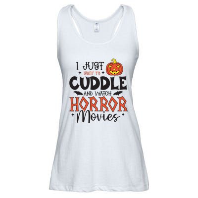 I Just Want To Cuddle And Watch Horror Movies Ladies Essential Flowy Tank