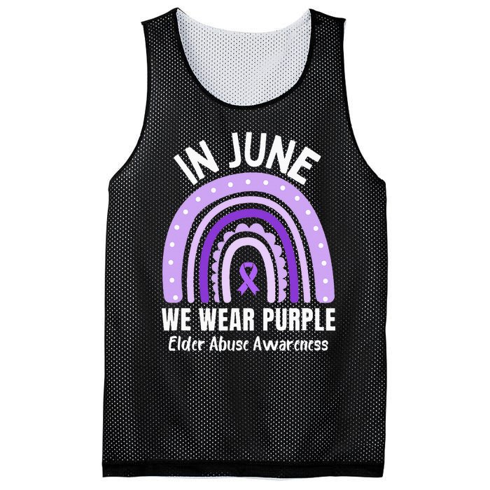 In June We Wear Purple Elder Abuse Awareness Ribbon Rainbow Mesh Reversible Basketball Jersey Tank