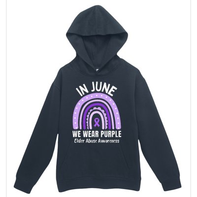 In June We Wear Purple Elder Abuse Awareness Ribbon Rainbow Urban Pullover Hoodie