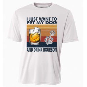 I Just Want To Pet My Dog And Drink Bourbon Animal Lover Cooling Performance Crew T-Shirt