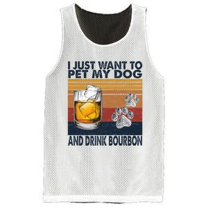 I Just Want To Pet My Dog And Drink Bourbon Animal Lover Mesh Reversible Basketball Jersey Tank