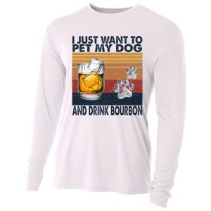 I Just Want To Pet My Dog And Drink Bourbon Animal Lover Cooling Performance Long Sleeve Crew