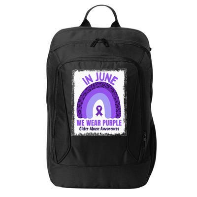 In June We Wear Purple Elder Abuse Awareness Ribbon Rainbow City Backpack