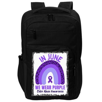 In June We Wear Purple Elder Abuse Awareness Ribbon Rainbow Impact Tech Backpack