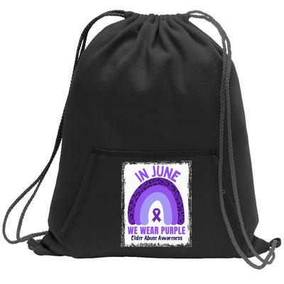 In June We Wear Purple Elder Abuse Awareness Ribbon Rainbow Sweatshirt Cinch Pack Bag