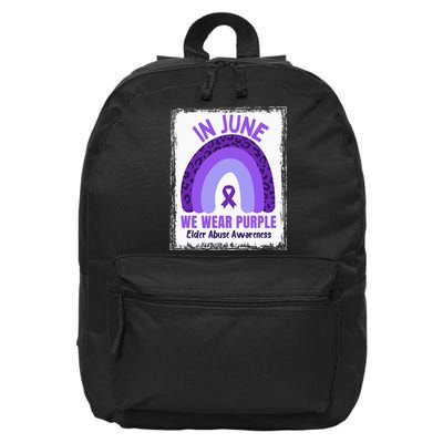 In June We Wear Purple Elder Abuse Awareness Ribbon Rainbow 16 in Basic Backpack