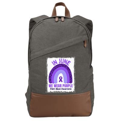 In June We Wear Purple Elder Abuse Awareness Ribbon Rainbow Cotton Canvas Backpack