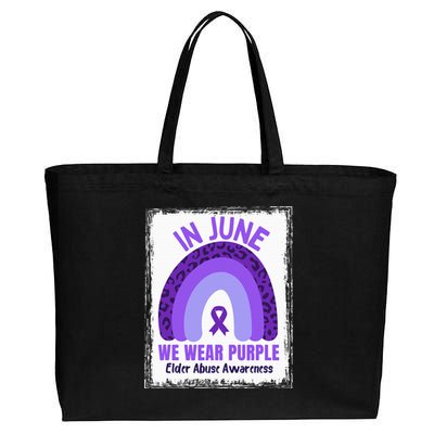 In June We Wear Purple Elder Abuse Awareness Ribbon Rainbow Cotton Canvas Jumbo Tote