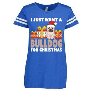 I Just Want A Bulldog For Christmas Cute Christmas Bulldog Cute Gift Enza Ladies Jersey Football T-Shirt