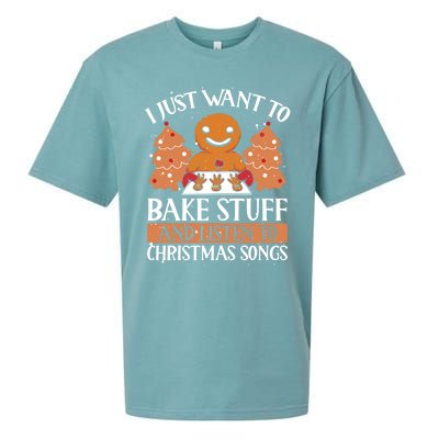 I Just Want To Bake Stuff And Sing Christmas Songs Xmas Song Funny Gift Sueded Cloud Jersey T-Shirt