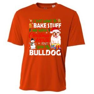 I Just Want To Bake Stuff And Christmas Movie With Bulldog Gift Cooling Performance Crew T-Shirt