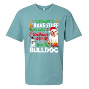 I Just Want To Bake Stuff And Christmas Movie With Bulldog Gift Sueded Cloud Jersey T-Shirt