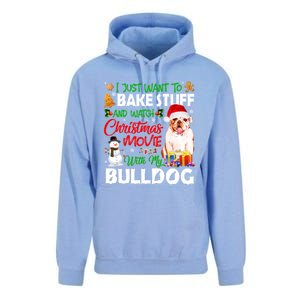 I Just Want To Bake Stuff And Christmas Movie With Bulldog Gift Unisex Surf Hoodie