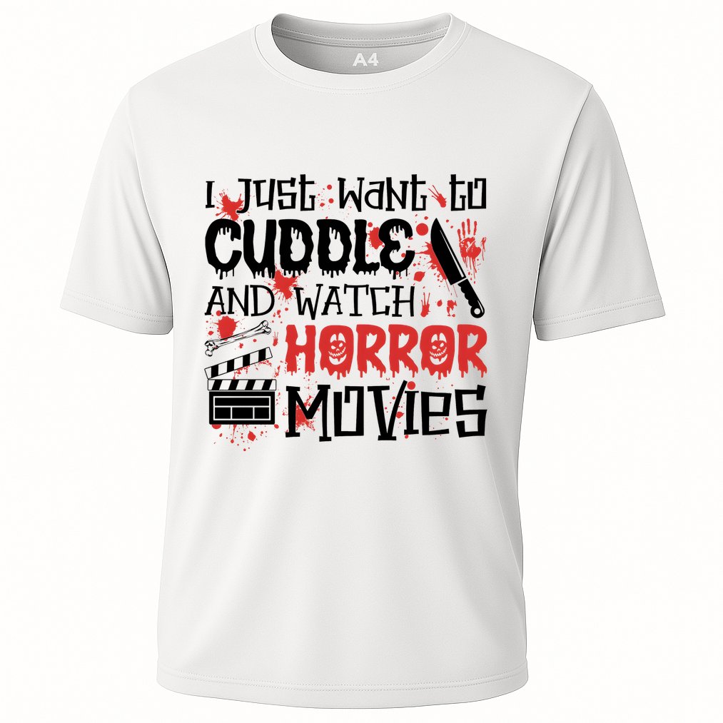 I Just Want To Cuddle And Watch Horror Movies Cooling Performance Crew T-Shirt