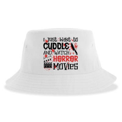 I Just Want To Cuddle And Watch Horror Movies Sustainable Bucket Hat