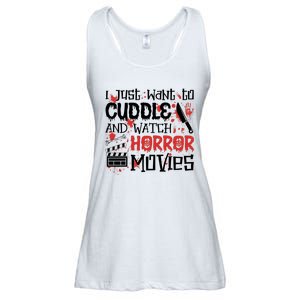 I Just Want To Cuddle And Watch Horror Movies Ladies Essential Flowy Tank