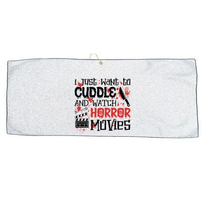 I Just Want To Cuddle And Watch Horror Movies Large Microfiber Waffle Golf Towel