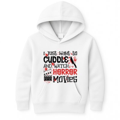 I Just Want To Cuddle And Watch Horror Movies Kids Hoodie
